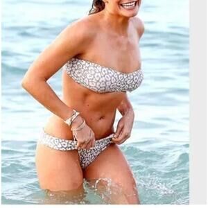 Valimare‎ Bikini Swimsuit Womens Medium Gray Salinas Animal Bandeau Two Piece